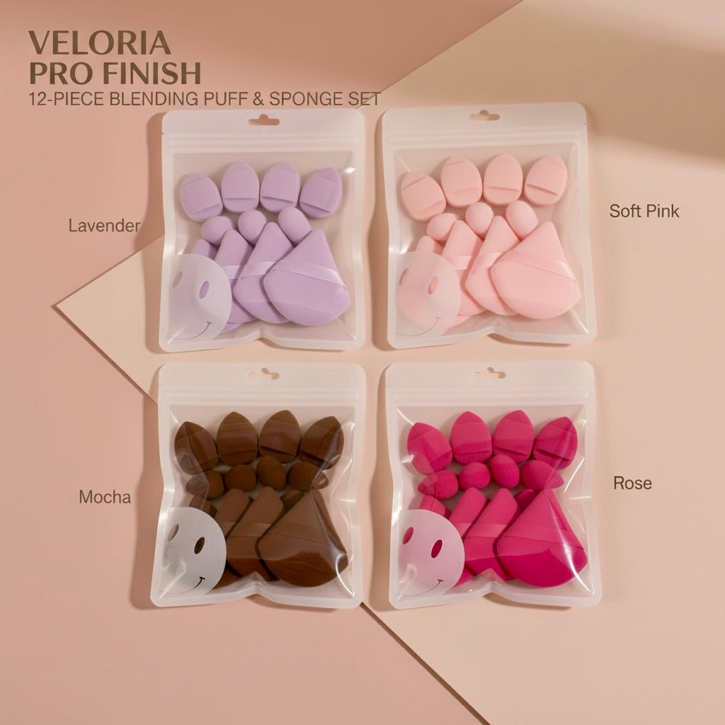 Veloria ProFinish™ 12-Piece Puff & Sponge Set